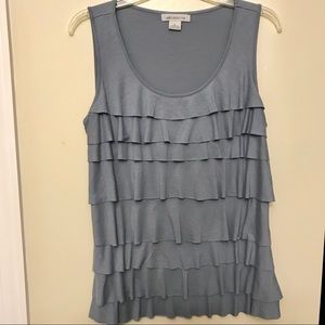 Liz Claiborne Ruffle Tiered Tank Top, Size: Lg